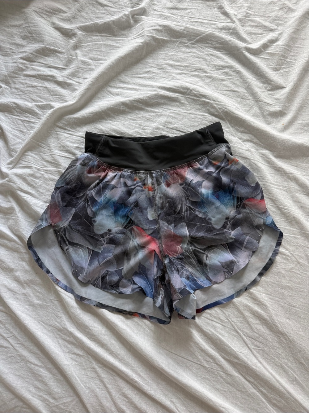 lululemon athletica Black Floral-Print Athletic Shorts